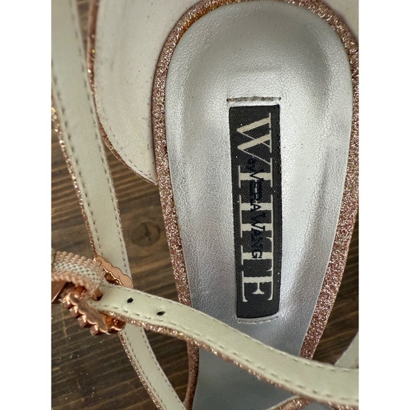White by Vera Wang Rose Gold Glitter Ankle Strap High Heel Dress Shoes 8.5M - Picture 4 of 12